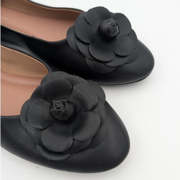 Linea Paolo Floral Ballet Flats Slip-On Women's Leather Black Size US7.5M EU38 - Picture 11 of 11
